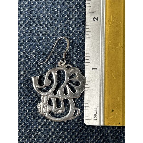 Vintage Silver Plated Sitting Elephant Dangle Earring Set Barbar - Picture 6 of 6